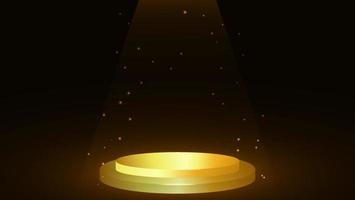 Realistic Gold Podium Or Platform Template With Glowing Particle vector