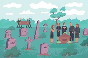 composición plana del funeral del cementerio
