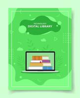 concepto de biblioteca digital en línea para plantilla de pancartas vector