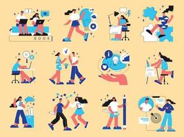 Team Work Flat Set vector