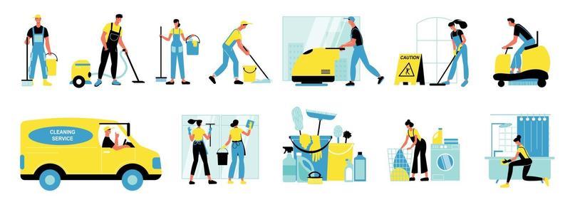 Cleaning Service Isolated Icons Set