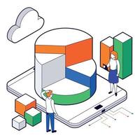 Colored Big Data Science Analysis Isometric Composition vector