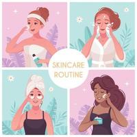 Skincare Routine Flat Concept vector