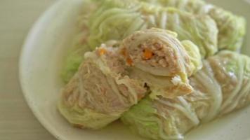 steamed cabbage wrapped minced pork video