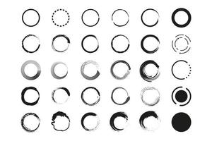 Set of different grunge circle brush. Vector illustration