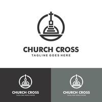 iglesia cristiana jesús cruz evangelio logo diseño inspiración vector