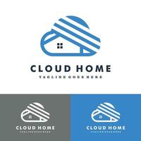 nube, hogar, nube, casa, logotipo, conjunto, vector, icono, ilustración, diseño vector