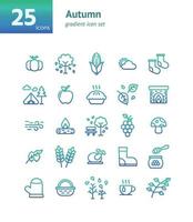 Autumn gradient icon set. vector