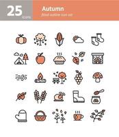 conjunto de iconos de contorno lleno de otoño vector