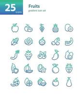 Fruits gradient icon set. vector