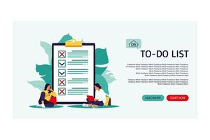 Checklist, to-do list. Landing page. vector