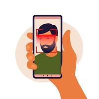 Facial recognition system concept. Face ID. vector