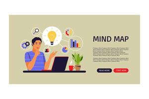 Mind map concept. Business idea generation. Landing page. vector