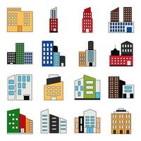 Pack of Architecture and Towers Flat Icons vector