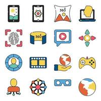 Pack of Virtual Reality and Hardware Flat Icons vector