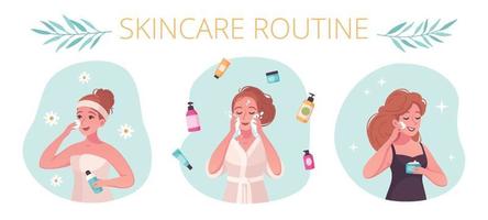 Skincare Routine Flat Concept vector