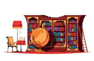 Old Library Bookcase Composition vector