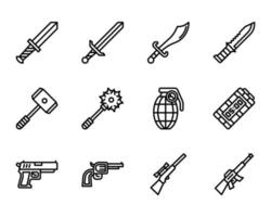 icono de contorno de armas y símbolo para sitio web, aplicación vector