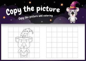 copy the picture kids game and coloring page with a cute koala vector