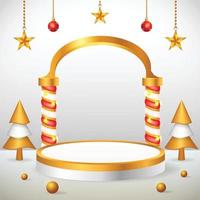 3d product display christmas and new year podium gold vector