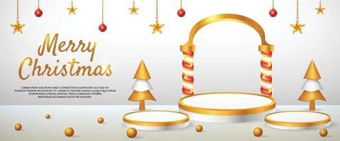 3d product display christmas and new year podium gold vector