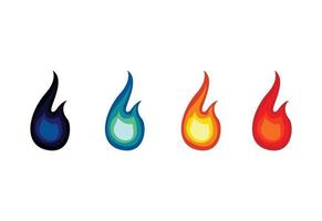 Fire and flame set, colorful flame vector