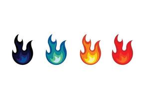 Fire and flame set, burn vector