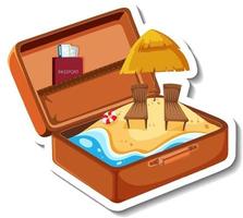 Beach holiday with opened suitcase vector