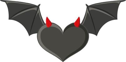 Red bat with heart shape on white background vector