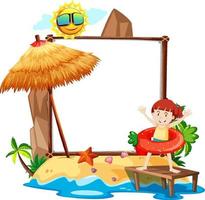 Summer Beach theme with empty banner isolated on white background vector