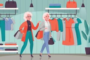 Elderly People Shopping Cartoon vector