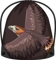 Drawstring backpack with hawk pattern vector