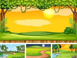 Four different scene of nature park and forest vector