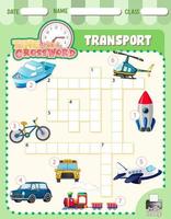 Plantilla de juego de crucigramas sobre transporte vector