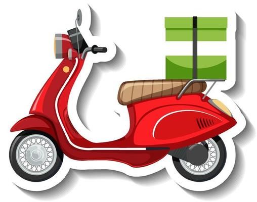 A sticker template with Scooter for food delivery