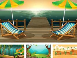 Four different nature horizontal scene vector