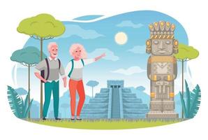 Senior Elderly People Travel Cartoon vector