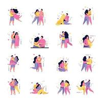 Hug Day Icons Collection vector