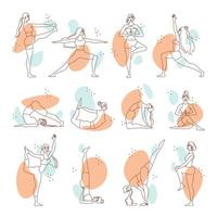 Woman Yoga Line Art Set vector