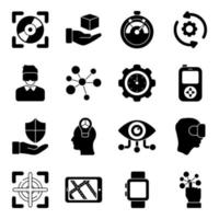 Pack of Vr Technology Solid Icons vector