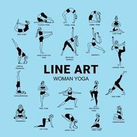 Line Art Yoga Set vector