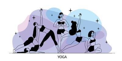 Line Art Yoga Composition vector