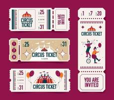 Circus Tickets Realistic Set vector