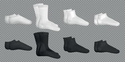 conjunto de calcetines realistas en blanco y negro vector