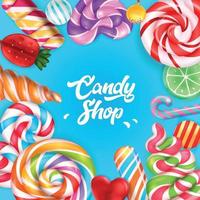 fondo realista de tienda de dulces vector
