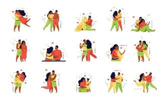 conjunto de iconos de día de abrazo vector