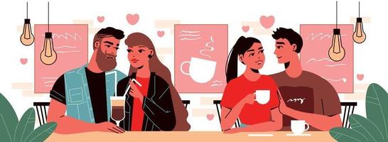Date In Cafe Composition vector