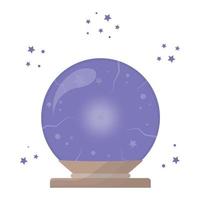 Magical crystal ball with stars on white background. vector