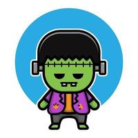 Design cute frankenstein mascot character vector