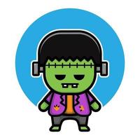 diseño lindo personaje de mascota frankenstein vector